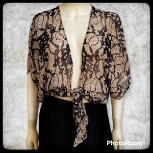 3/$30 Collective CONCEPTS Fairycore Chiffon Bow Tie Cover-up Top